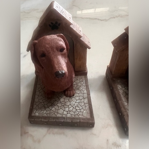 Vintage 2002 True Friends Play Ceramic/Wood Dachshund Bookends - Picture 6 of 12